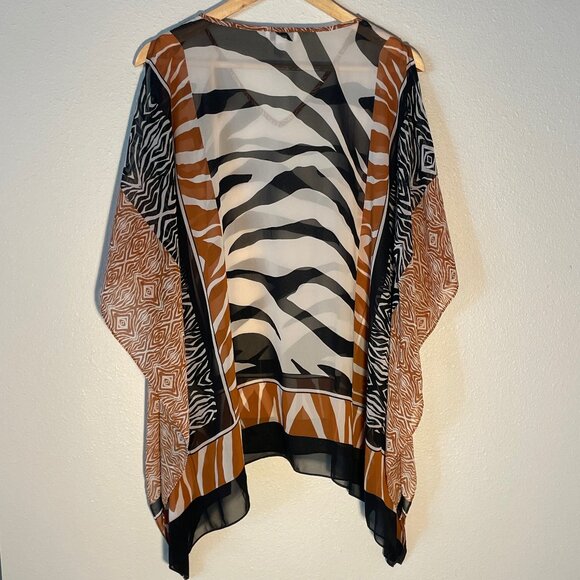Susan Graver Animal Print Chiffon Scarf Top Size M - Picture 4 of 6